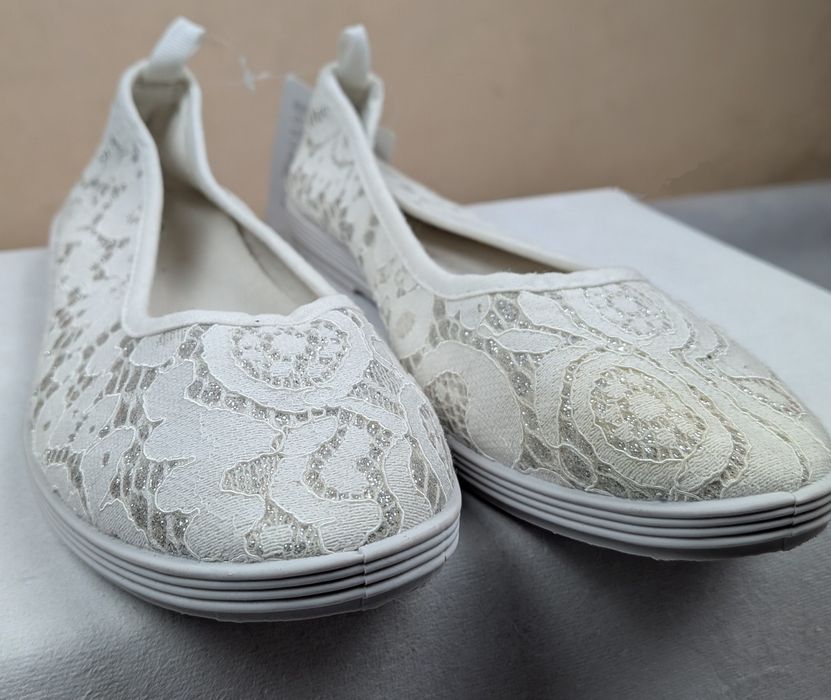 Balerini Damă ALLACC Albi cu Argintiu Model Abstract Noi cu Etichetă S