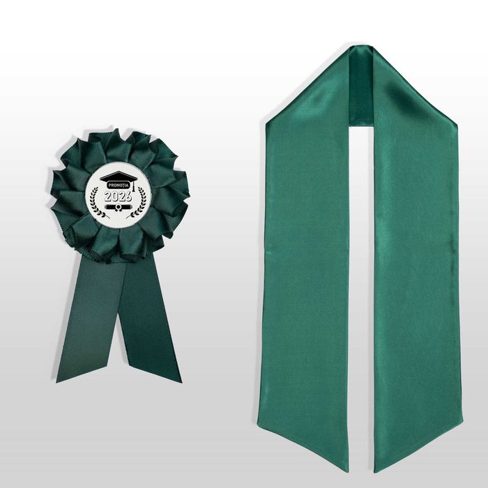 Toca, Esarfa si Cocarda, Set Nepersonalizat, Verde inchis, Absolvire