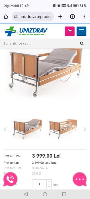 Vând pat pentru persoanele imobilizate la pat și scaun toleta