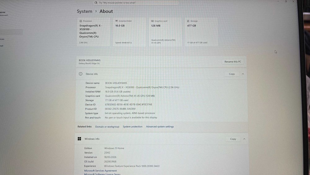 Laptop Samsung Galaxy Book 5 EDGE 5G 15.6" 16GB/512GB SSD