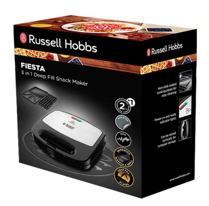 Sandwich-maker Russell Hobbs Fiesta 3 in 1, 750 W, 3 Placi detasabile,