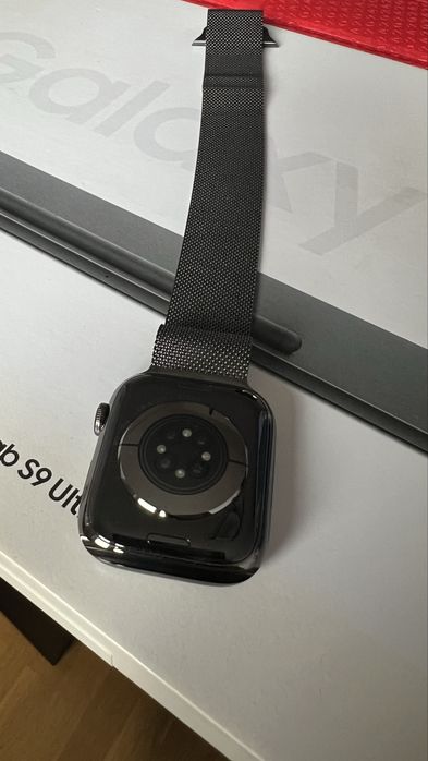 Apple Watch Seria 7 Stainless Steel/45 mm /Black/100% baterie, 10/10