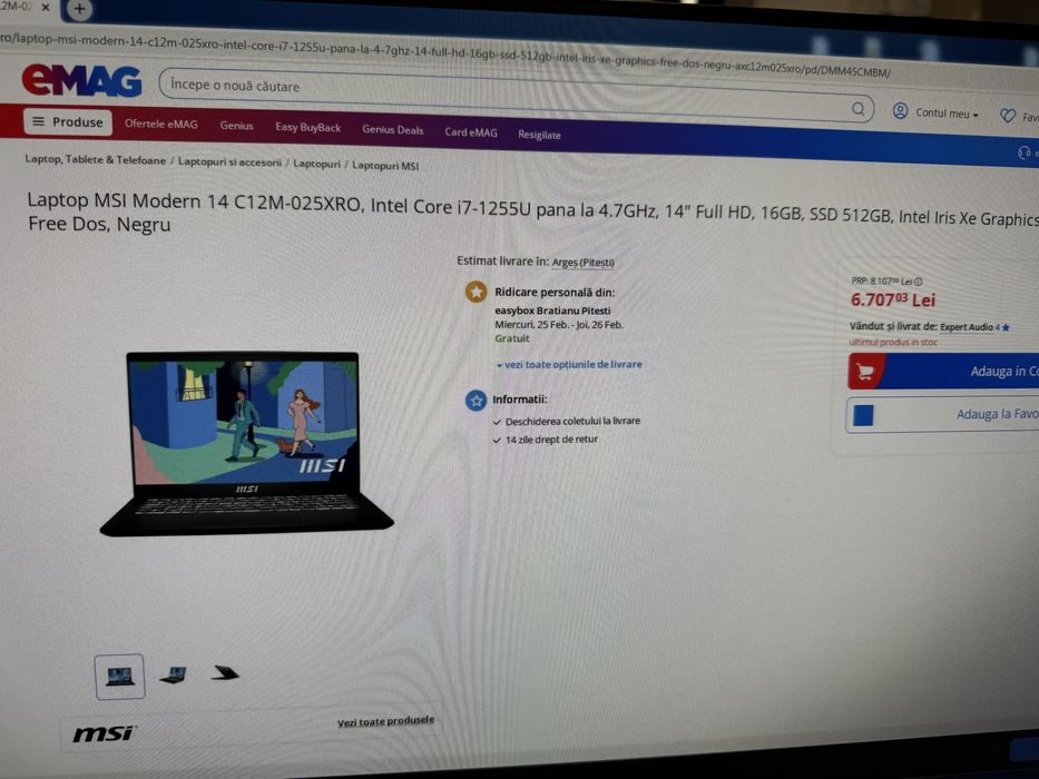 MSI Modern 14 C12M-073IT intel i7-1255U 14" FHD, 16GB, SSD 512GB