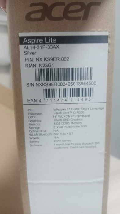Acer Intel Core i3 N-серия (Каратау)