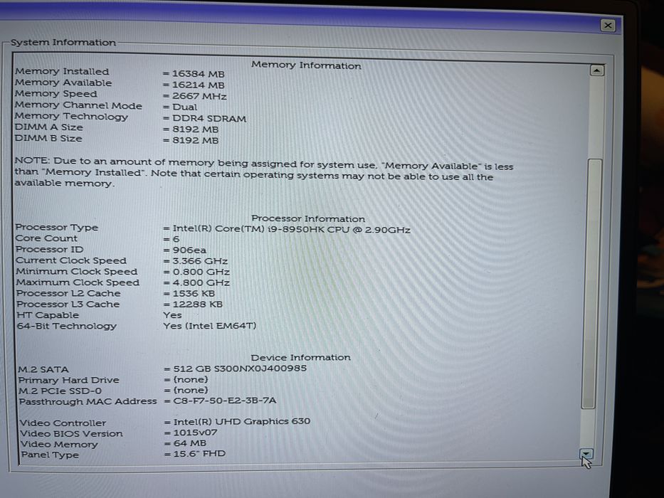 Dell Precision 5530 procesor i9