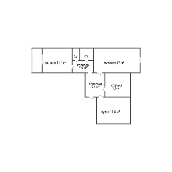 3-комнатная улучшенная, 7 мкр.