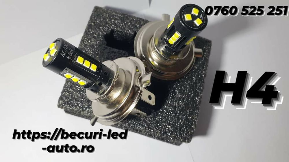Becuri Led H1,H4,H7,H8,H9,H11,H16,HB3,HB4 50W/80W/6000K/5000Lm/12V(Făr