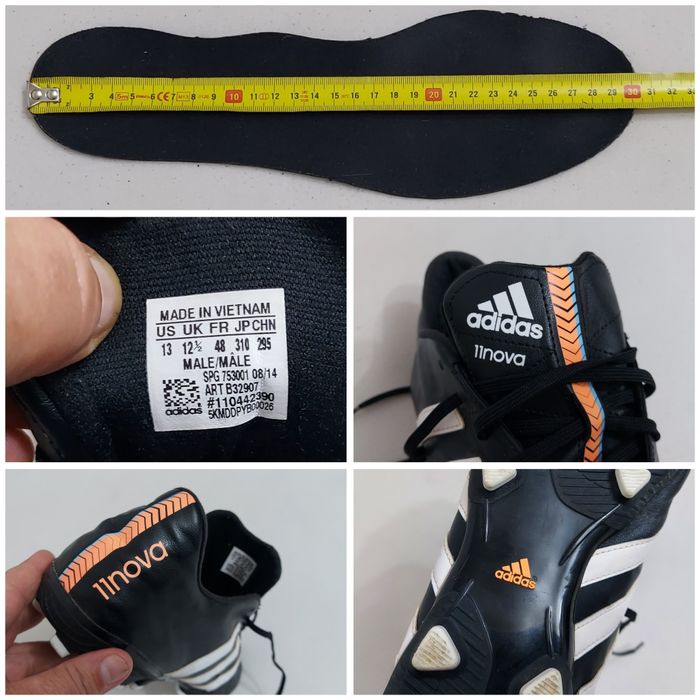 Ghete de fotbal ADIDAS 11 Nova crampoane pt. gazon iarbă, piele, nr 48