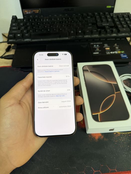 iPhone 16 PRO 256 GB Desert Titanium la cutie 91% bateria