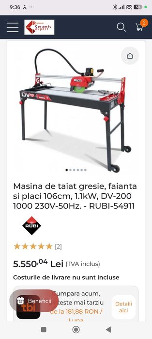 Vand masina taiat profesionala Rubi Dv200. 1000
