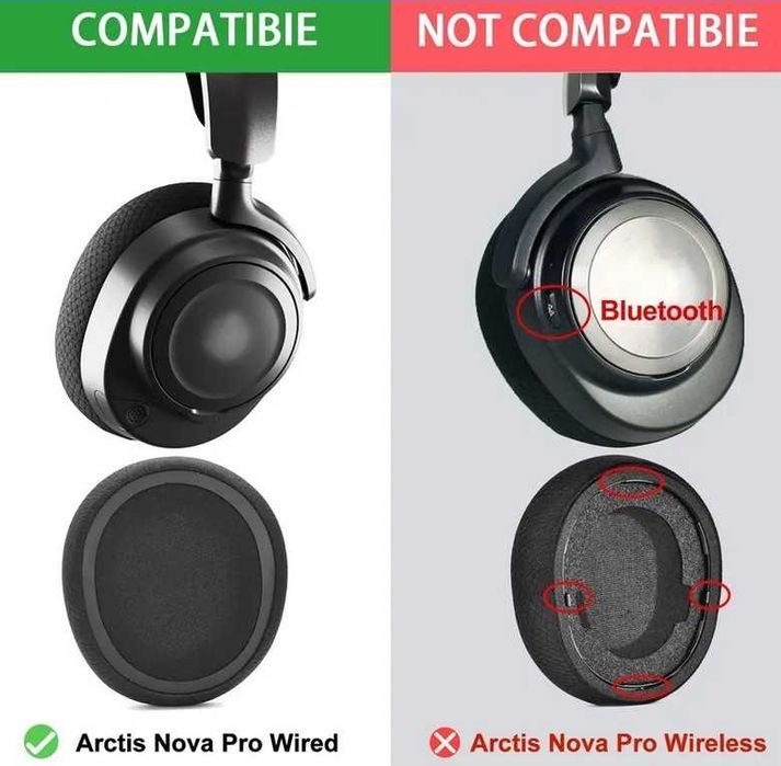 Set 2 bureti pentru casti SteelSeries Arctis Nova Pro Wired/cu fir, Nova 7X/7P/7/5X/5P/5/4X/4P/4 Wireless, Nova 3X/3P/3/1X/1P/1 Wired/cu fir - Plasa