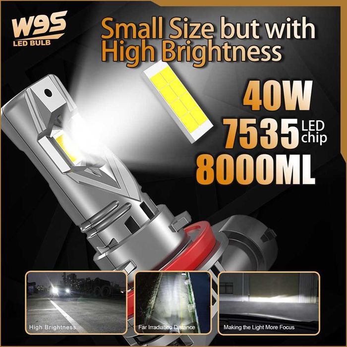 Комплект LED Диодни крушки H8/H11 - 12/24V + 300% Светлина.