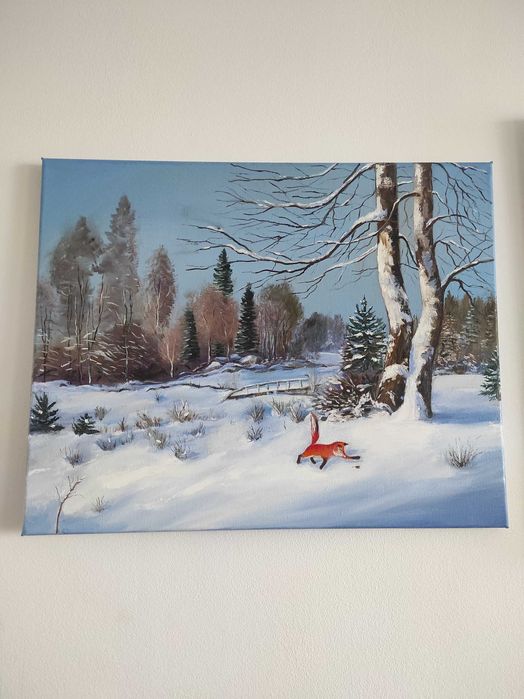 GATA SPRE VANZARE- Pictura in ulei -" Iarna"