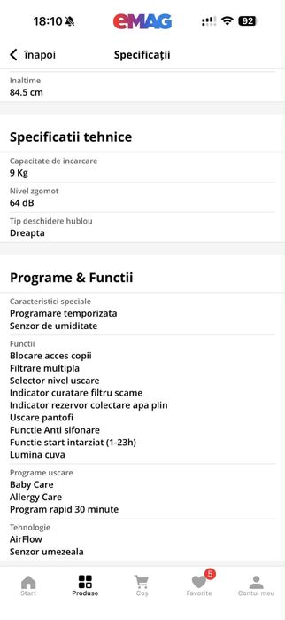 Uscător de rufe Heinner – Nou, 5 ani garanție, 9kg