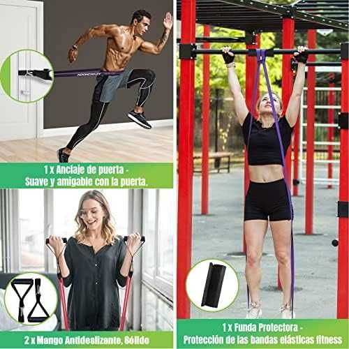 Фитнес ластици комплект 4 нива с дръжки и анкър