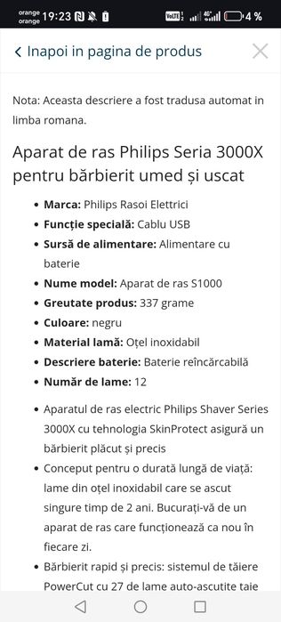 Vând aparat de ras Philips Shaver