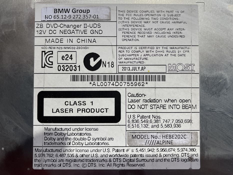 Magazie CD / CD Changer BMW F01 F20 F30