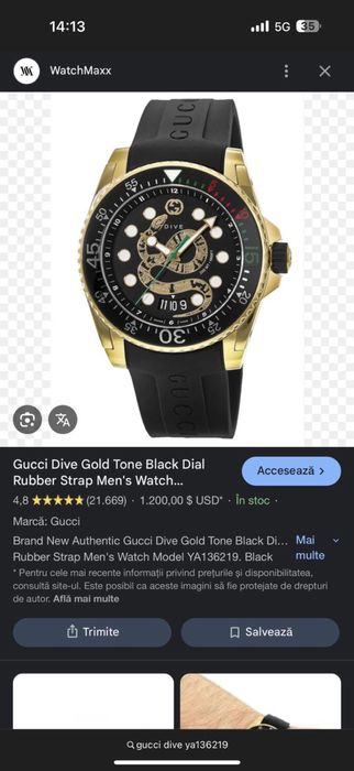 Ceas Gucci Dive Gold