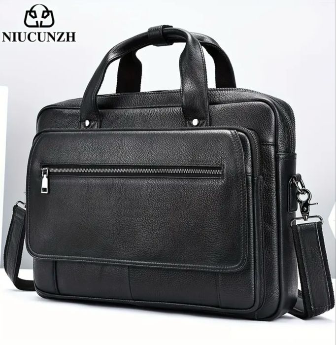 Мъжка кожена бизнес чанта/Професионално куфарче за лаптоп -10%Промоция
