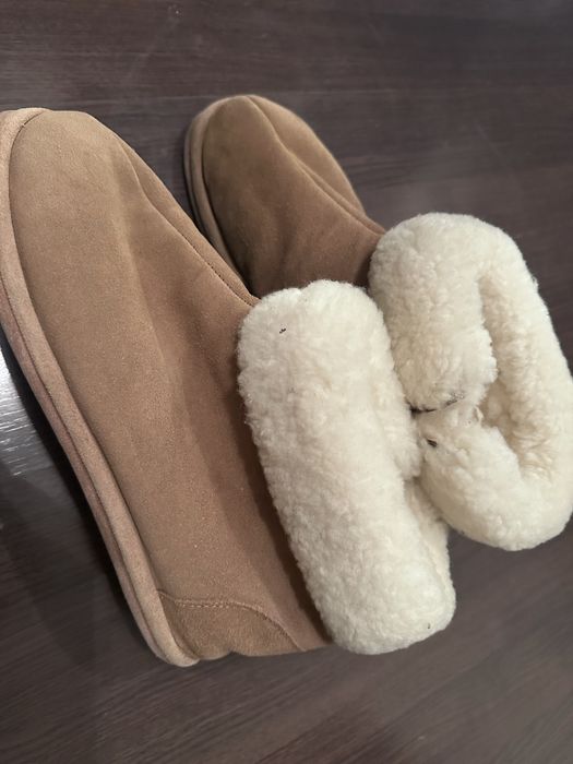 Топли пухени обувки от естествена кожа