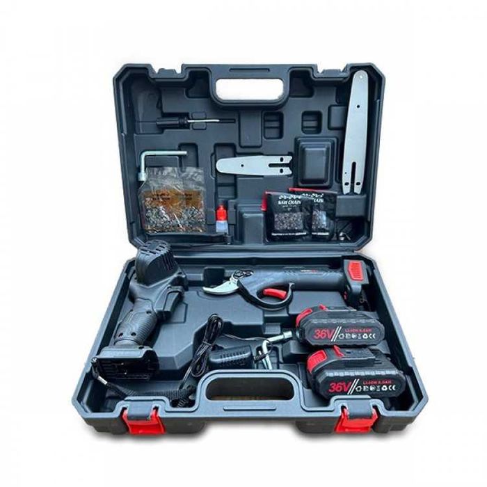 НЕМСКИ Kомплект 2в1 Aкумулаторни Резачка и Ножица 36V 8AH + ЛЕД ФЕНЕР