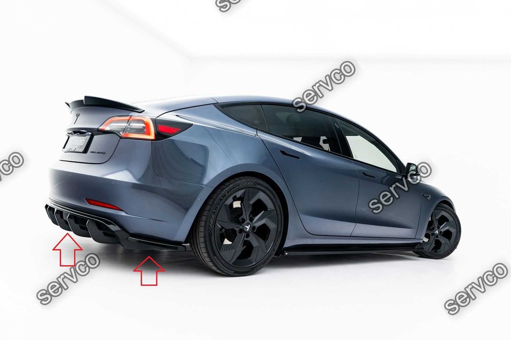 Pachet Set Splitter Exterior Lip Prelungiri Body kit tuning Tesla Model 3 2017-2023 v4 - Maxton Design