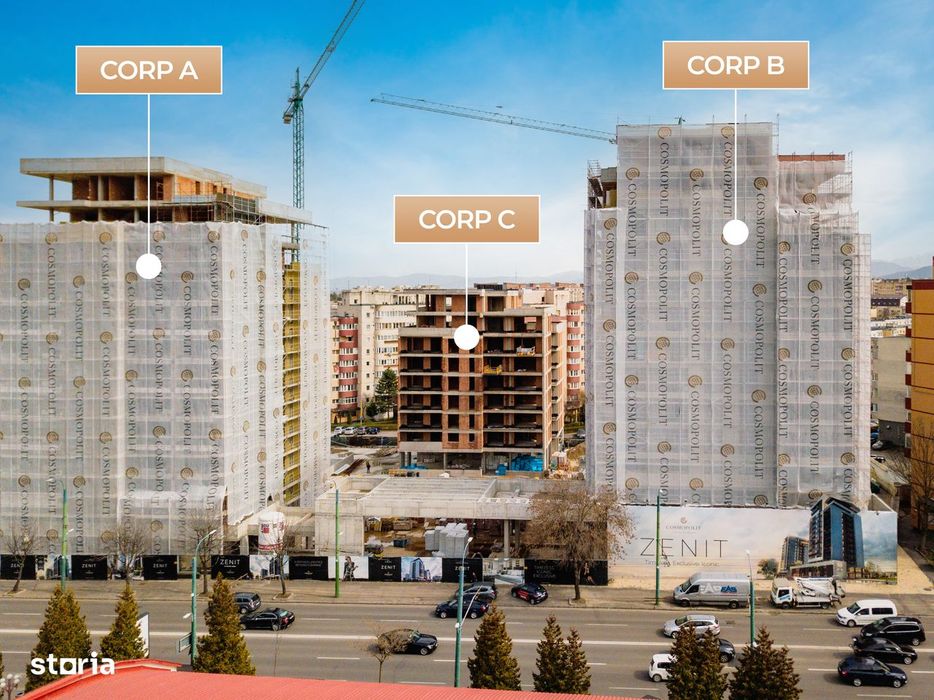 Apartament de 3 camere spațios - Bloc A, etaj 11