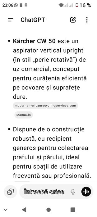 Vând aspirator Karcher,cu perie electrica, mochete