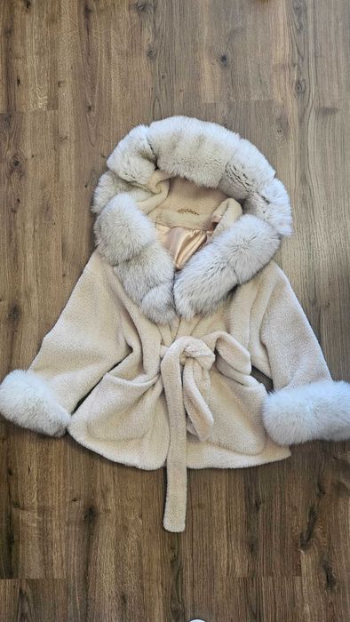 Палто естествен косъм S-M