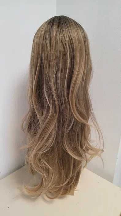 Pachet 2 produse rezervat: perucă HAIRCUBE lungă blond bej + topper cu 3 clipsuri