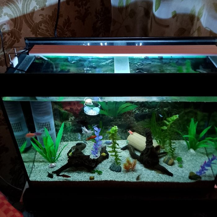 2 аквариума(почти новый),с комплектом и запасами приборами!