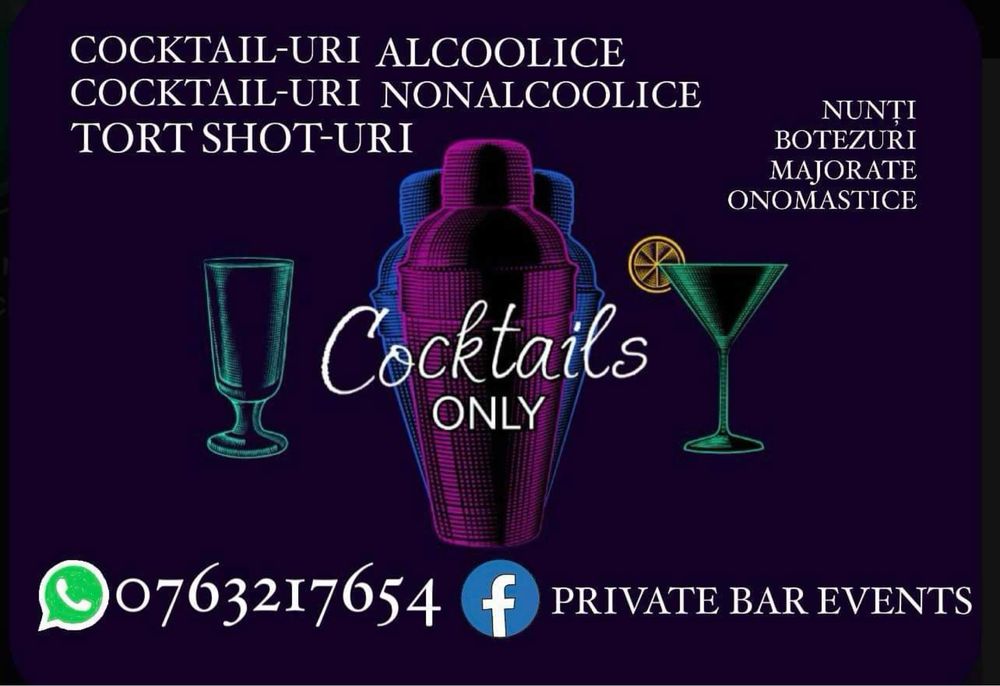 Barmani Evenimente Cocktail bar mobil tort shoot nunta majorat petrece
