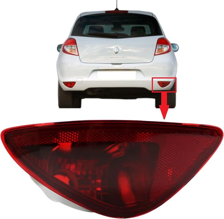 Заден десен халоген за мъгла, Renault, Clio III 3, Хечбек, Без фасунга