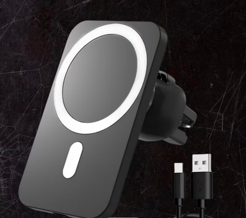 Магнитно безжично зарядно за кола 15w magsafe 360 регулируема стойка