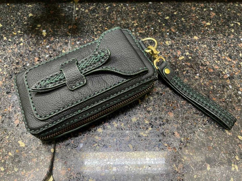 Мини барсетка из натуральной кожи, ручная авторская работа.