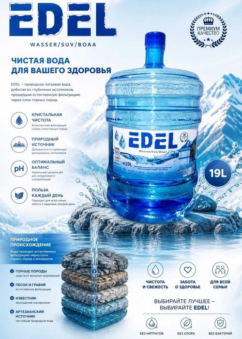 Артезианская питьевая вода 19 л. Акция для новых клиентов! ПРЕМИУМ