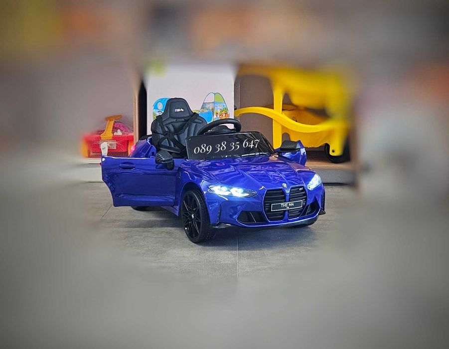 ТОП ЦЕНА!НОВО!Акумулаторна кола BMW M4 с 12V,EVA гуми,кожена седалка
