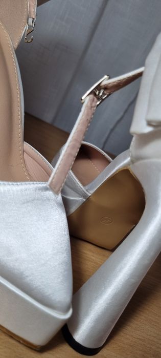 Pantofi eleganți de mireasă / nuntă cu fundă și platformă Shein - Mărimea 36 (Noi)