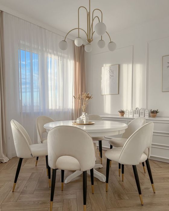 Set 2 scaune dining din catifea bej, Beliani