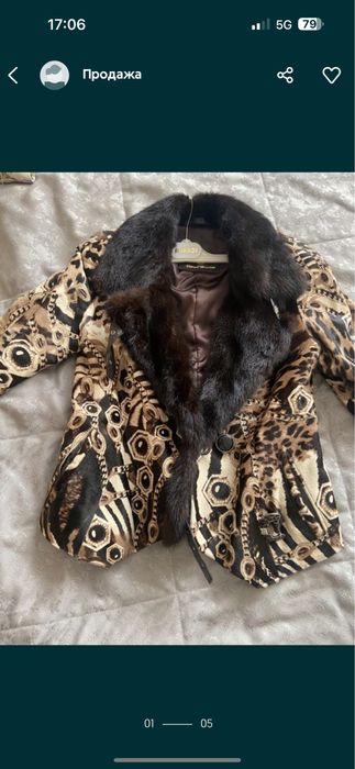 Дубленка из кожи Пони и норки 38 р