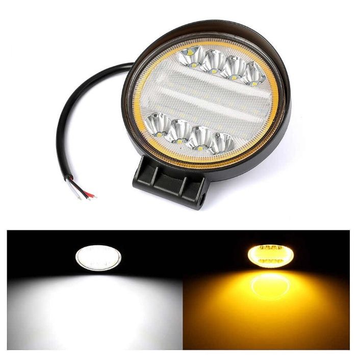 72W LED Диоден Фар Работна Бяла Жълта Светлина Габарит Мъгла Лампа