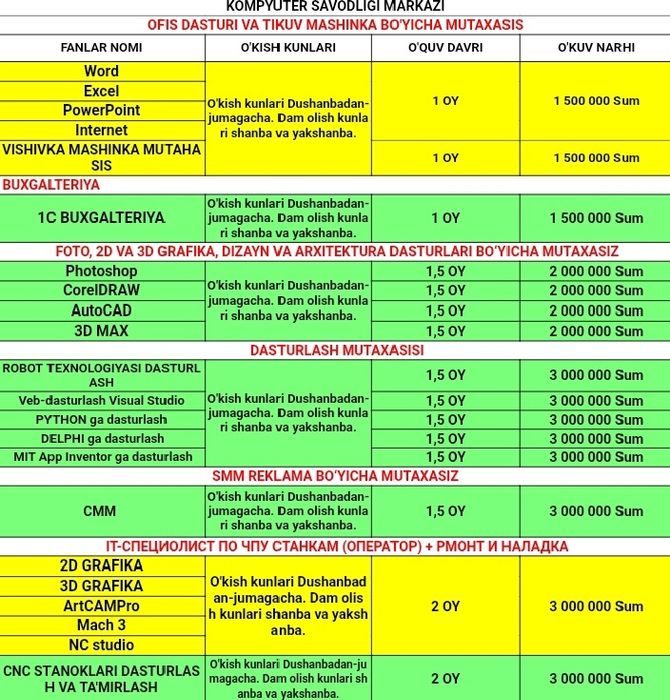 Компьютер курслари!