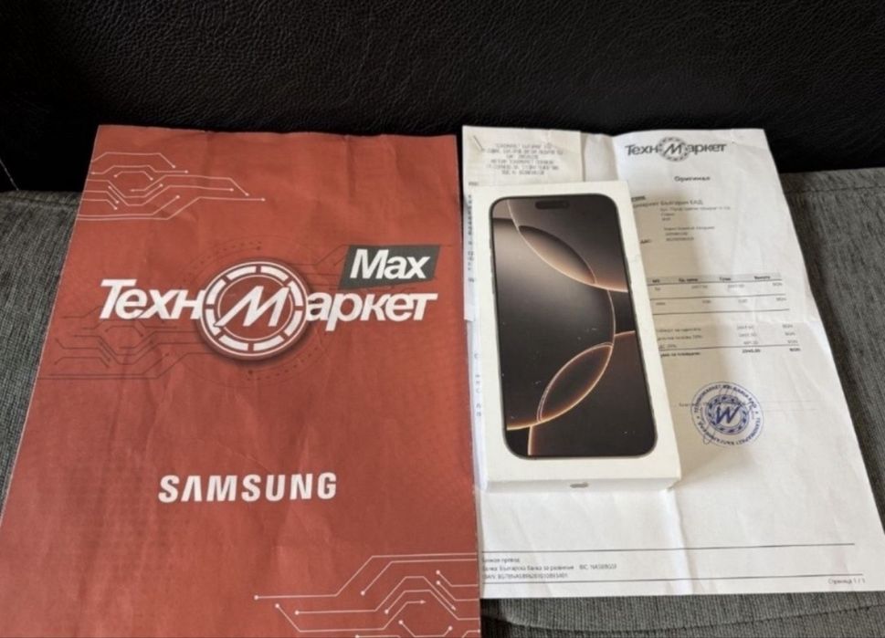 КАТО НОВ 256GB iPhone 16 Pro Max Гаранция Техномаркет 2026г. Desert
