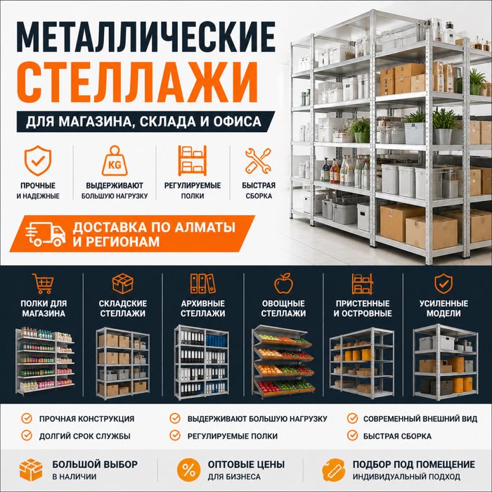 Железные Стеллажи с Полкой Для Магазин Склада Офис Рассрочка