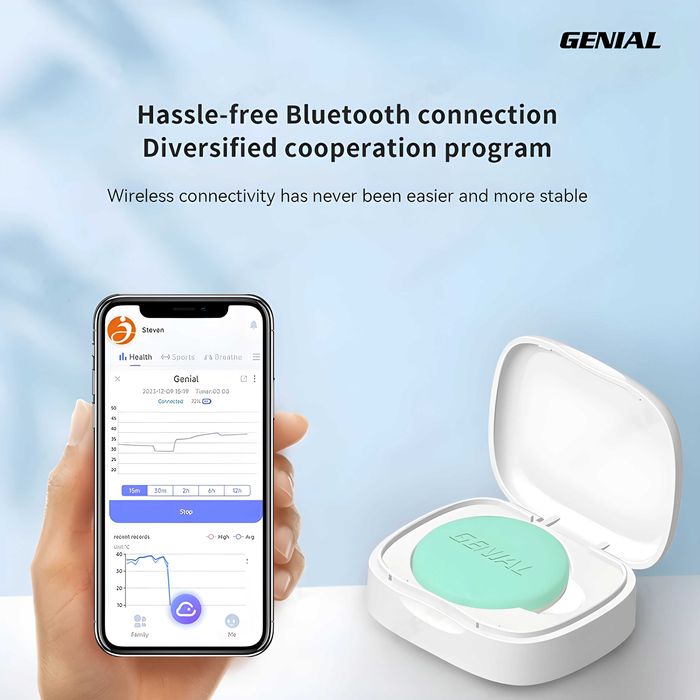 Смарт термометър на Genial Technology с приложение към смартфона Ви