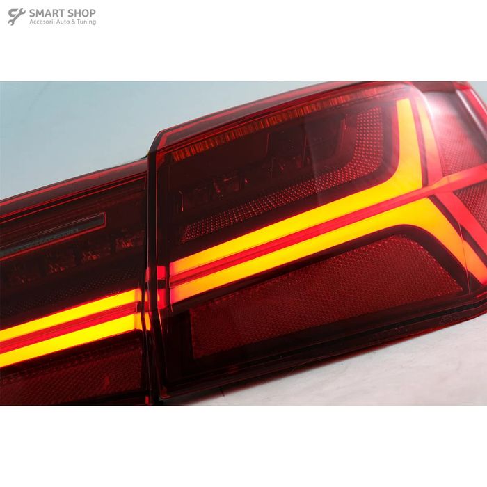 Stopuri Full LED compatibil cu Audi A6 4G C7 (2011-2014) Red Clear Facelift Design Semnalizare Secventiala