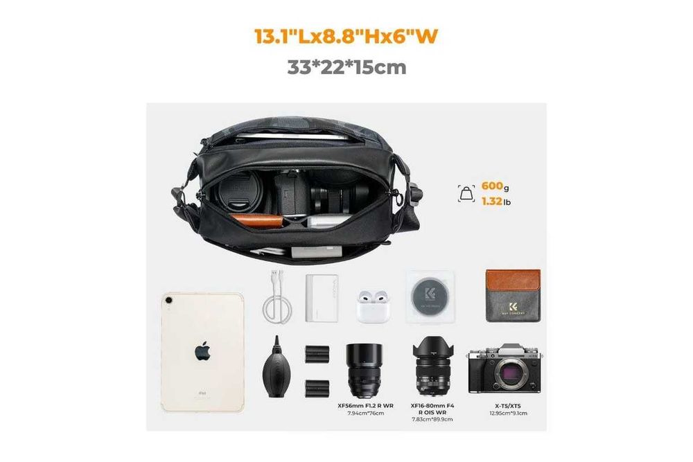 K&F Concept alpha camera sling bag 10l чанта за фотоапарат