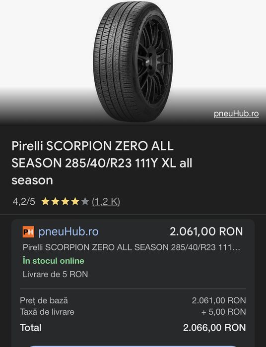 Anvelope Pirelli set 2 buc 285/ 40 R 23 Dot 2022