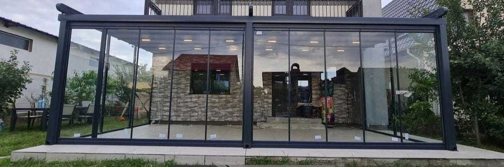 Inchidere Balcone , Terasa , Pergole retractabila cu LED, Bioclimatic Rolling Roof retractabila cu lamela alum., Wintergarden  Acoperis fix din sticla