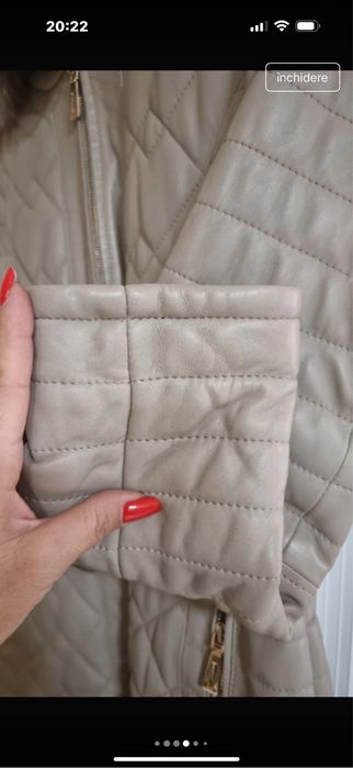 Haina de piele Geronimo Orastie grej cu guler natural